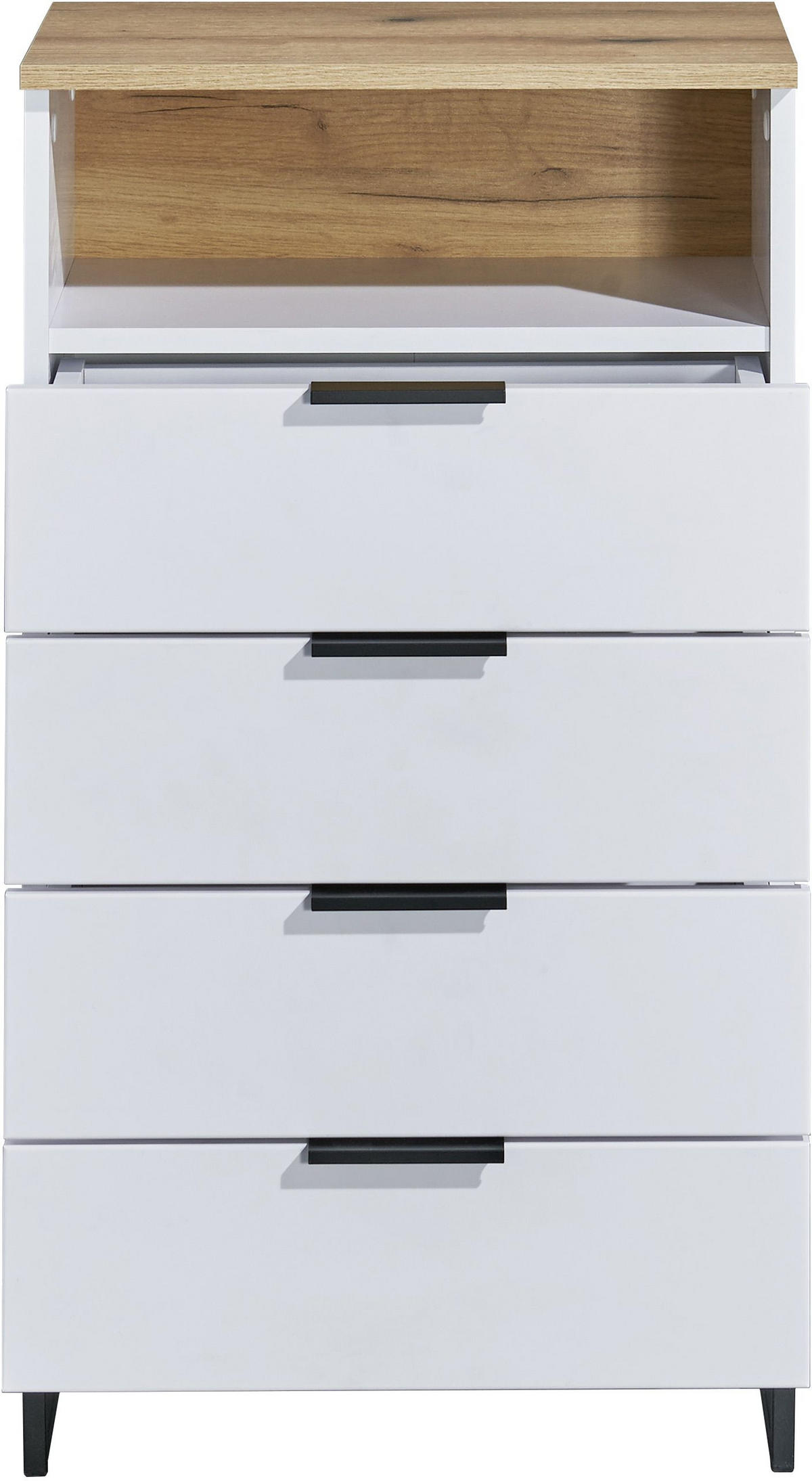 MIDISCHRANK 50/91/32 cm  - Eichefarben/Schwarz, KONVENTIONELL, Holzwerkstoff/Metall (50/91/32cm) - home24