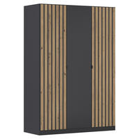 DREHTÜRENSCHRANK  in Grau, Eiche Artisan  - Eiche Artisan/Grau, MODERN, Holzwerkstoff/Metall (136/197/54cm) - Rauch Möbel