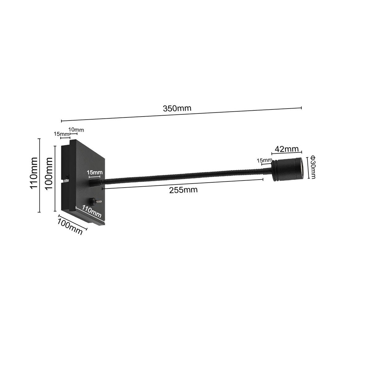 LED-WANDLEUCHTE - Schwarz, Konventionell, Kunststoff/Metall (11/11/35cm) - Novel