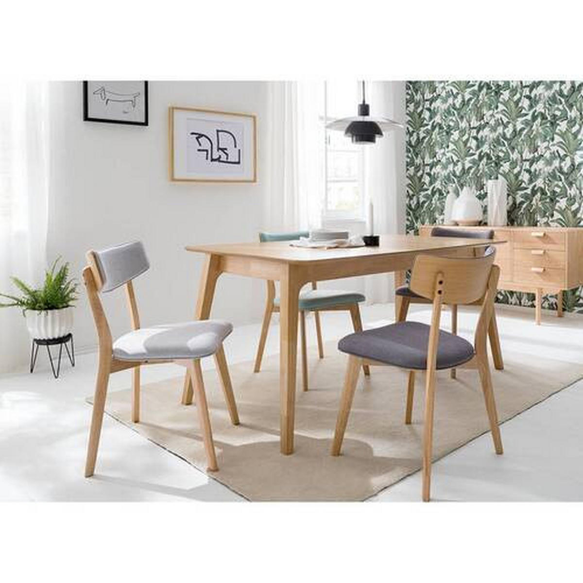 ŽIDLE, přírodní barvy, světle šedá - světle šedá/přírodní barvy, Moderní, dřevo/textil (49.5/80/49.5cm) - home24
