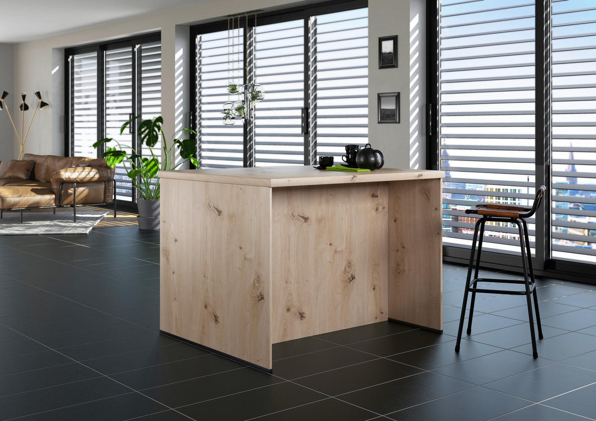 KÜCHENINSEL 123,4/91,8/96,6 cm  in Eichefarben  - Eichefarben/Schwarz, Basics, Holzwerkstoff/Metall (123,4/91,8/96,6cm) - Impuls