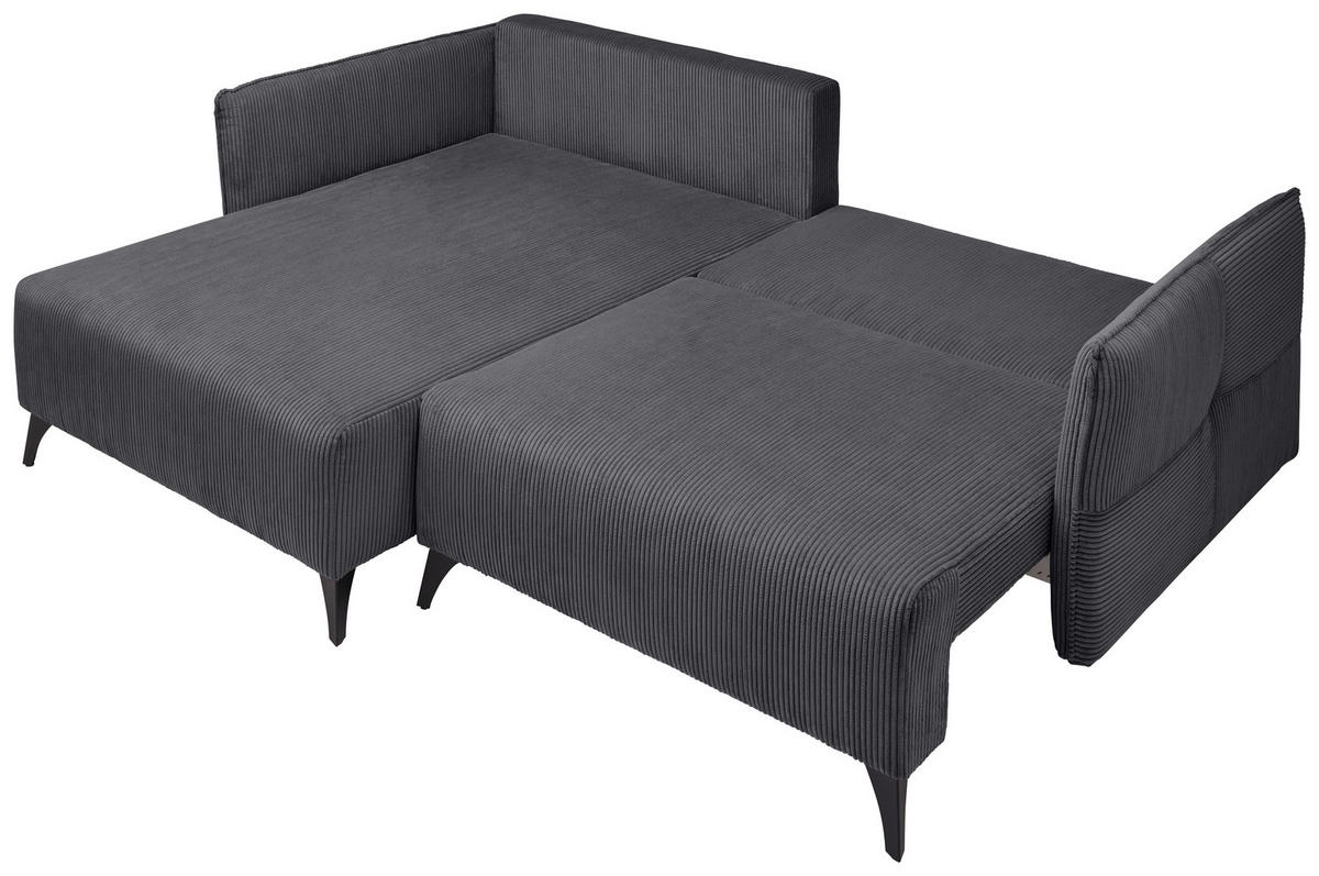 ECKSOFA Graphitfarben Cord  - Schwarz/Graphitfarben, Design, Textil/Metall (175/254cm) - Stylife