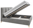 POLSTERBETT 140/220 cm  in Grau  - Buchefarben/Grau, KONVENTIONELL, Holz/Textil (140/220cm) - Carryhome