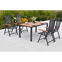 GARTENTISCHGRUPPE  - Graphitfarben/Naturfarben, KONVENTIONELL, Metall - Gardenson