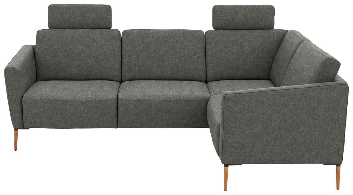 ECKSOFA  in Flachgewebe Grau  238/186 cm  - Eichefarben/Grau, Design, Holz/Textil (238/186cm) - Valnatura