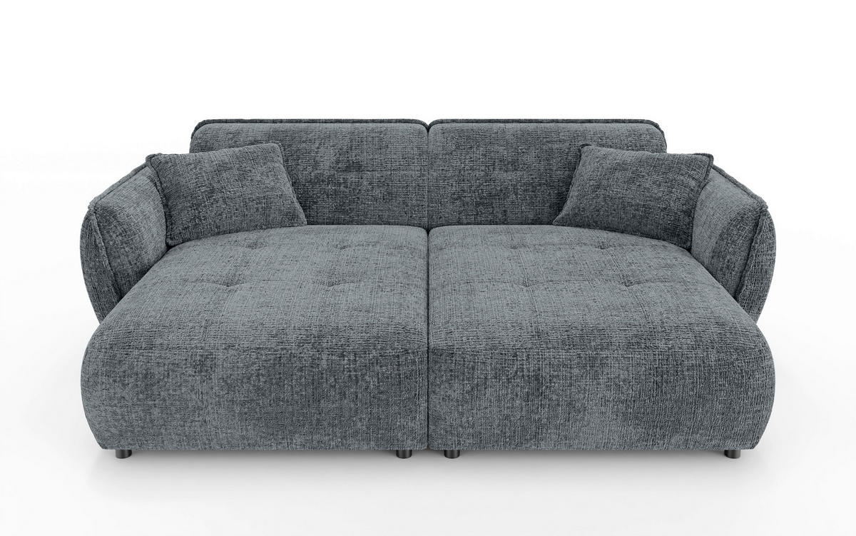 BIGSOFA NELIA in Chenille Dunkelgrau  - Dunkelgrau/Schwarz, Design, Kunststoff/Textil (252/81/155cm) - P & B