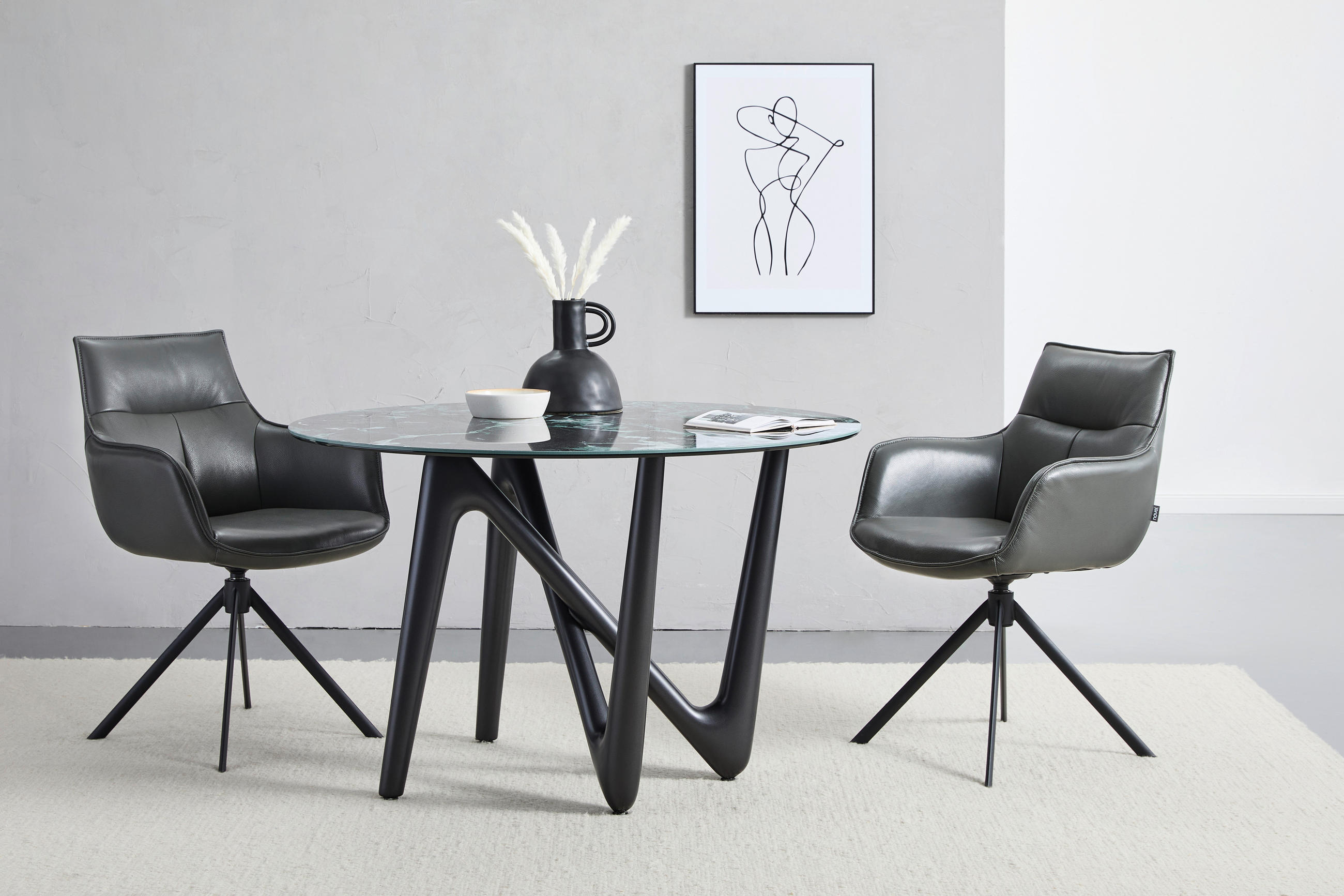 ESSTISCH in Metall, Keramik 119/119/75 cm  - Dunkelgrün/Anthrazit, Design, Keramik/Metall (119/119/75cm) - Dieter Knoll