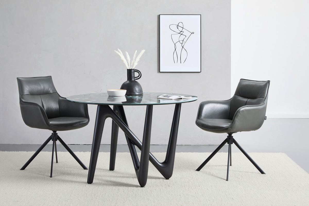ESSTISCH in Metall, Keramik 119/119/75 cm  - Dunkelgrün/Anthrazit, Design, Keramik/Metall (119/119/75cm) - Dieter Knoll