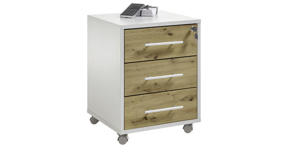 ROLLCONTAINER 43/56/42 cm - Eichefarben/Silberfarben, KONVENTIONELL, Holzwerkstoff/Kunststoff (43/56/42cm) - Xora