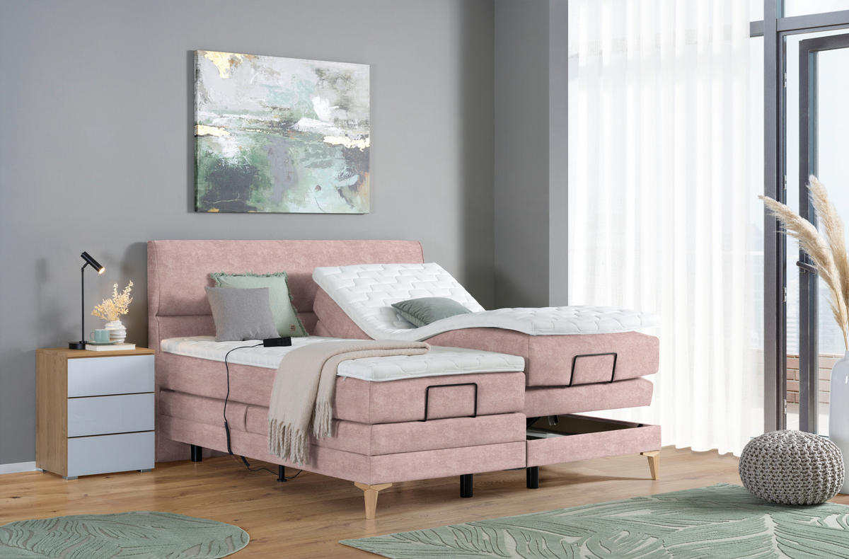 BOXSPRINGBETT 180/200 cm  in Altrosa  - Eichefarben/Altrosa, Konventionell, Holz/Textil (180/200cm) - Voleo