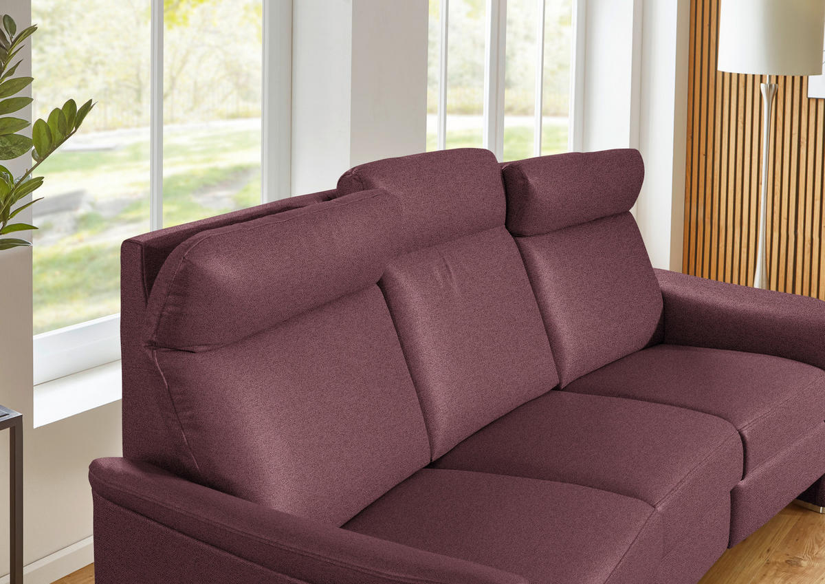 SITZGARNITUR Flachgewebe Weinrot  - Weinrot/Alufarben, Konventionell, Textil/Metall (218/156/107/103/95cm) - Beldomo Comfort