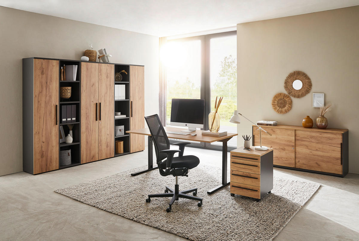 AKTENSCHRANK Graphitfarben, Eichefarben  - Eichefarben/Graphitfarben, MODERN, Holzwerkstoff (80/197/40cm) - Novel