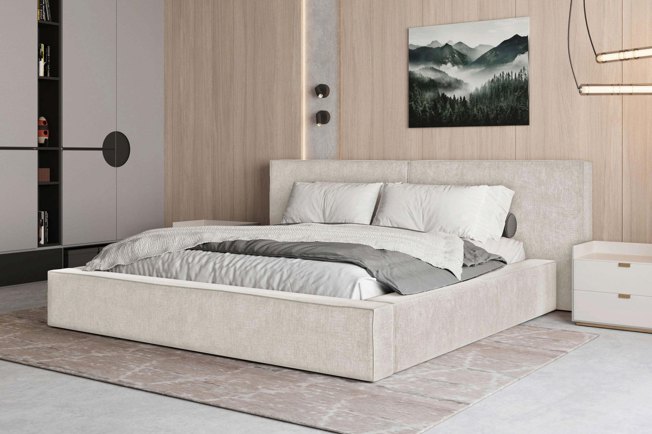 POLSTERBETT Bettkasten Creme 180/200 cm  - Creme/Schwarz, MODERN, Holz/Kunststoff (180/200cm) - MID.YOU