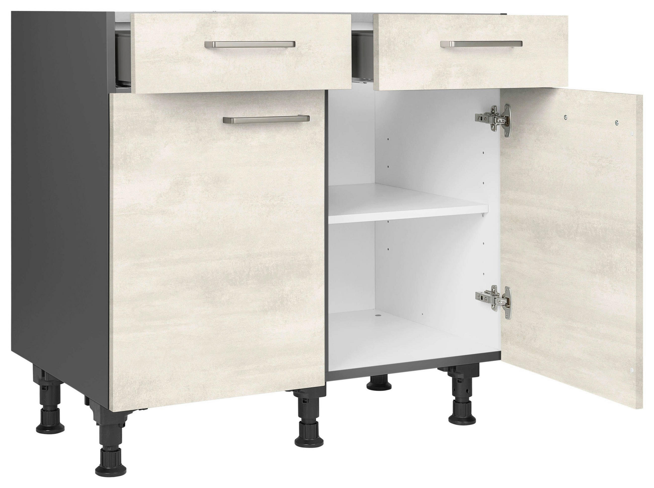 SCHUBKASTENUNTERSCHRANK 90/87/56 cm  in Weiß  - Schieferfarben/Edelstahlfarben, MODERN, Holzwerkstoff/Metall (90/87/56cm) - Nobilia
