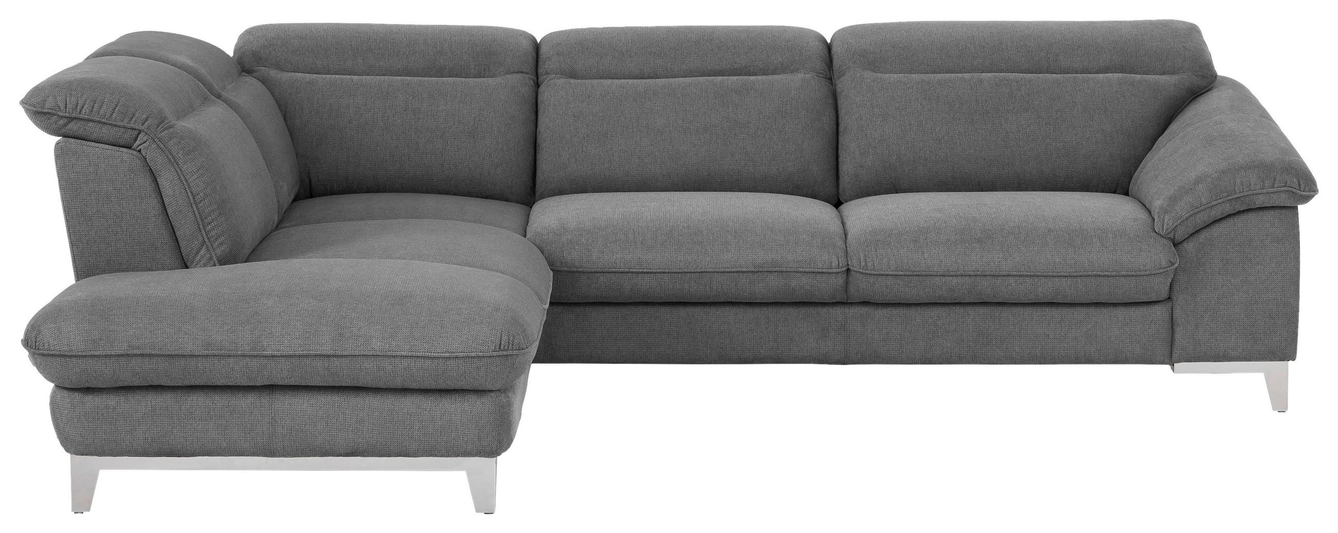 ECKSOFA Dunkelgrau Chenille  - Chromfarben/Dunkelgrau, Design, Textil/Metall (232/293cm) - Livetastic