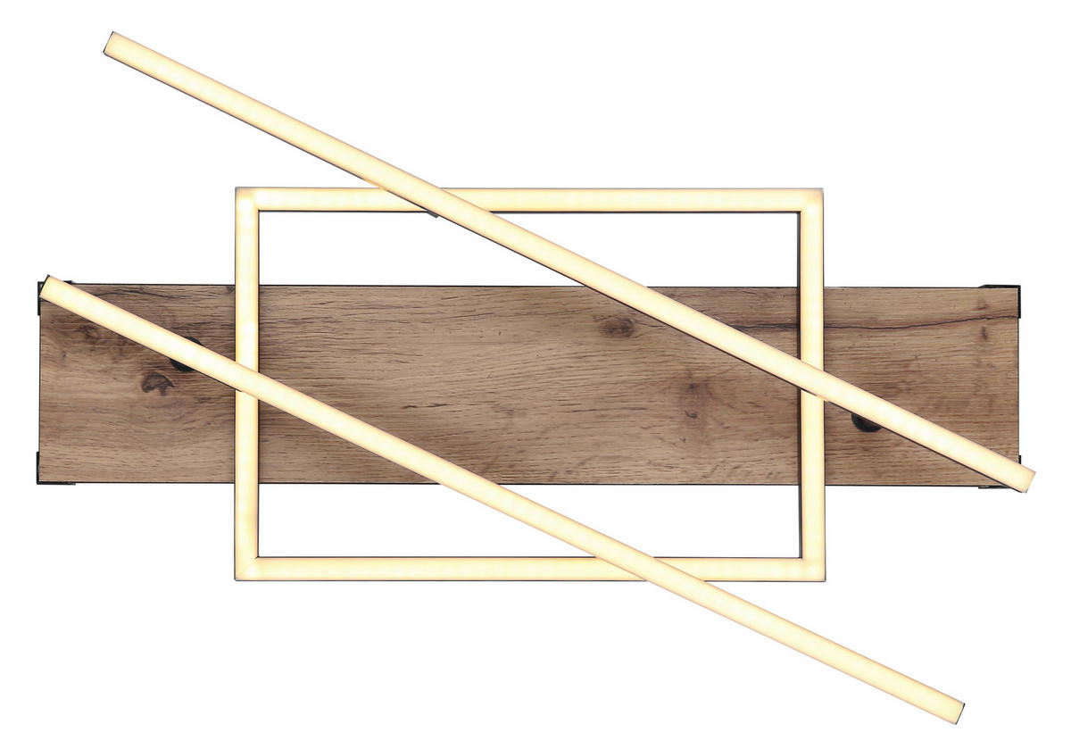 LED-DECKENLEUCHTE 40 W    120/88/12 cm  - Dunkelbraun/Opal, Design, Holzwerkstoff/Kunststoff (120/88/12cm) - Globo