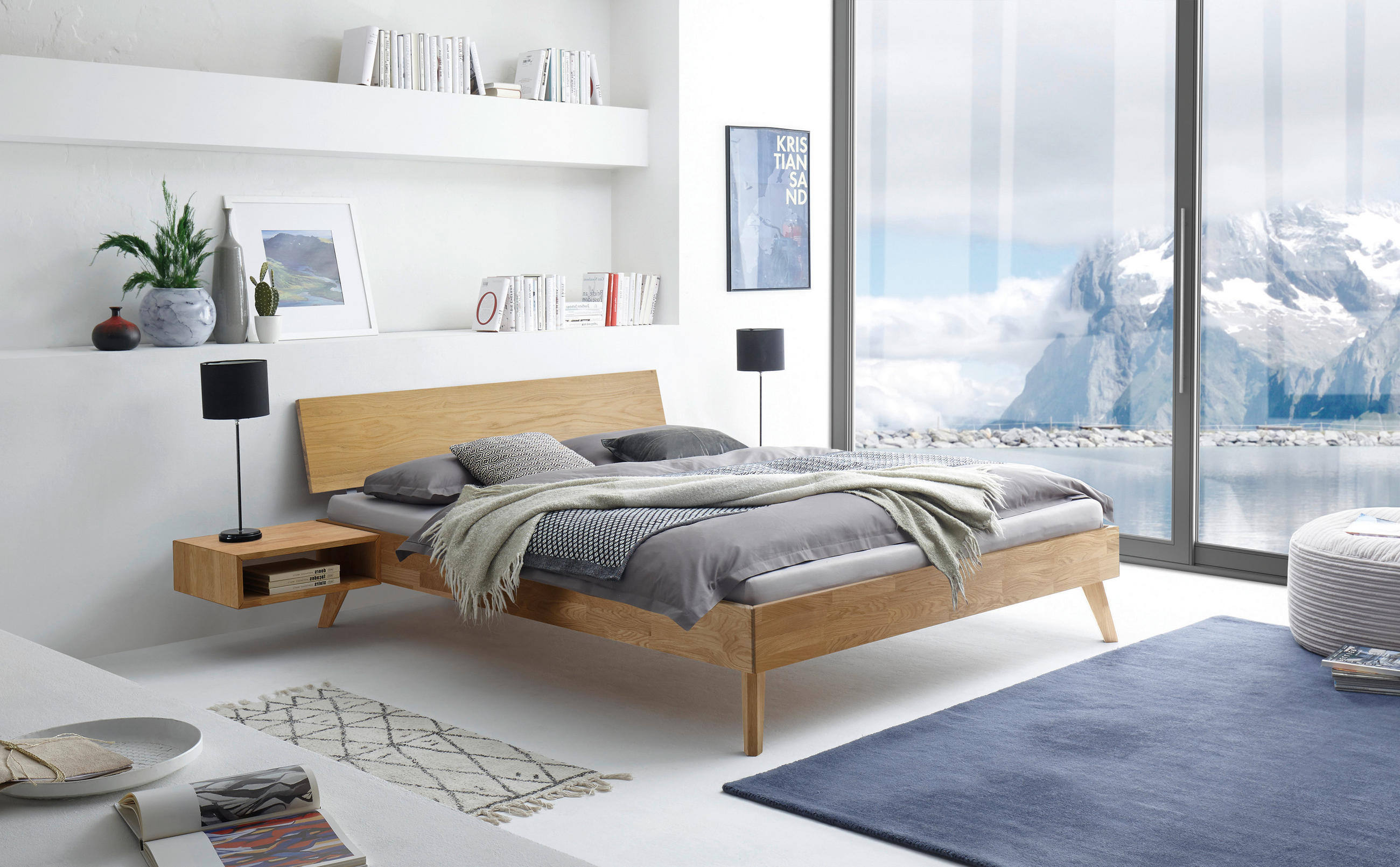 BETT 160/200 cm  in Eiche Bianco  - Eiche Bianco/Eichefarben, Natur, Holz (160/200cm) - Hasena