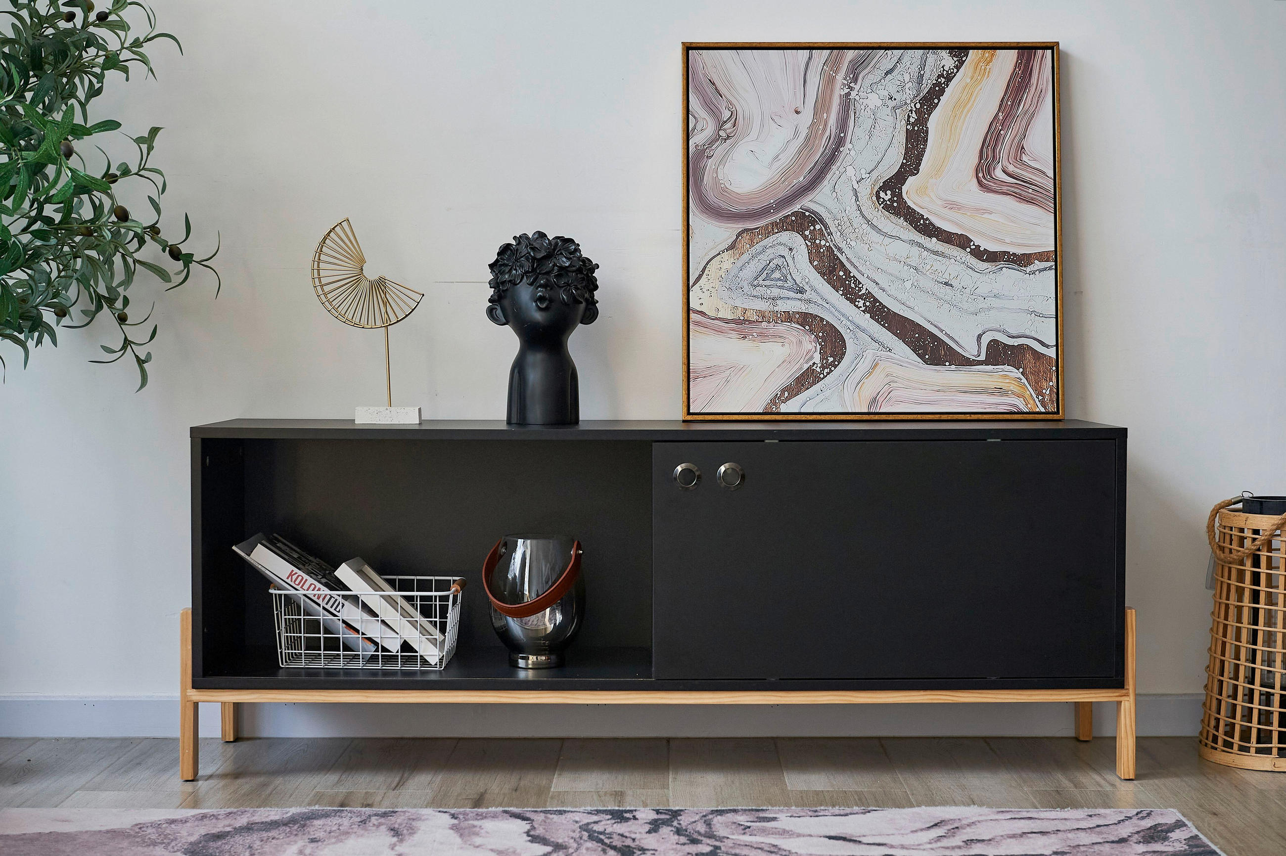 LOWBOARD  in 140/51,5/35 cm  - Schwarz/Naturfarben, Design, Holz/Holzwerkstoff (140/51,5/35cm) - Livetastic