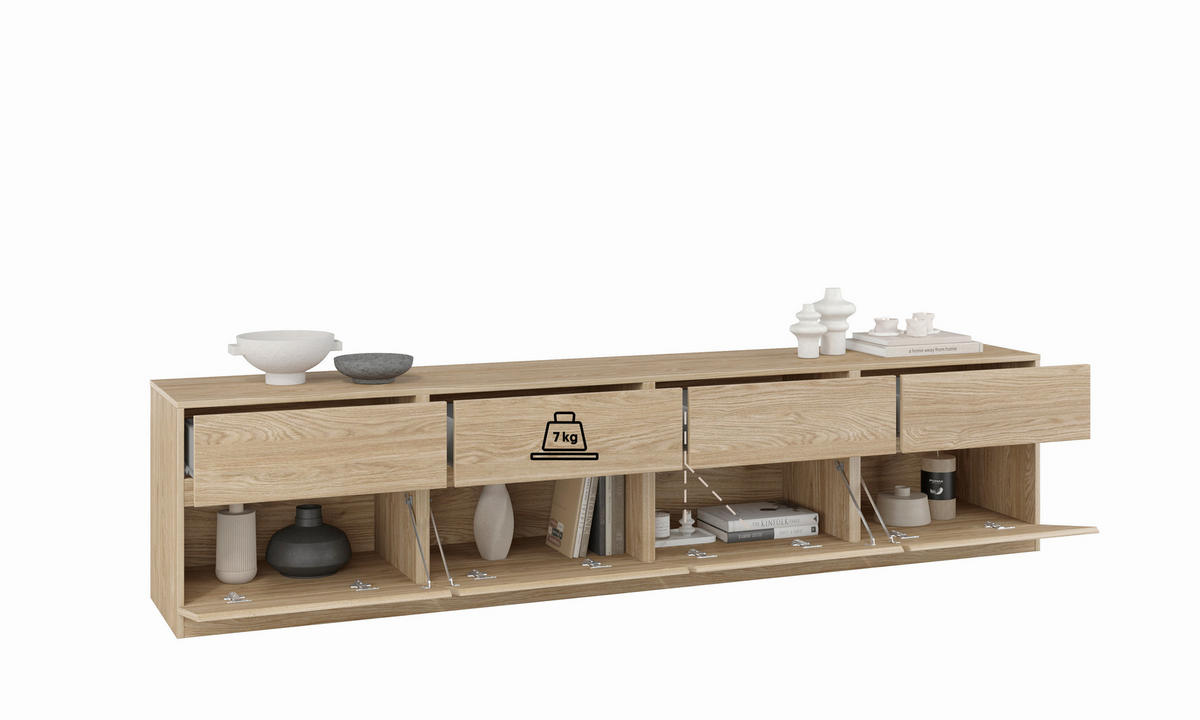 LOWBOARD Bern  in 224,8/52,3/40 cm  - Eichefarben, Design, Holzwerkstoff (224,8/52,3/40cm) - MID.YOU