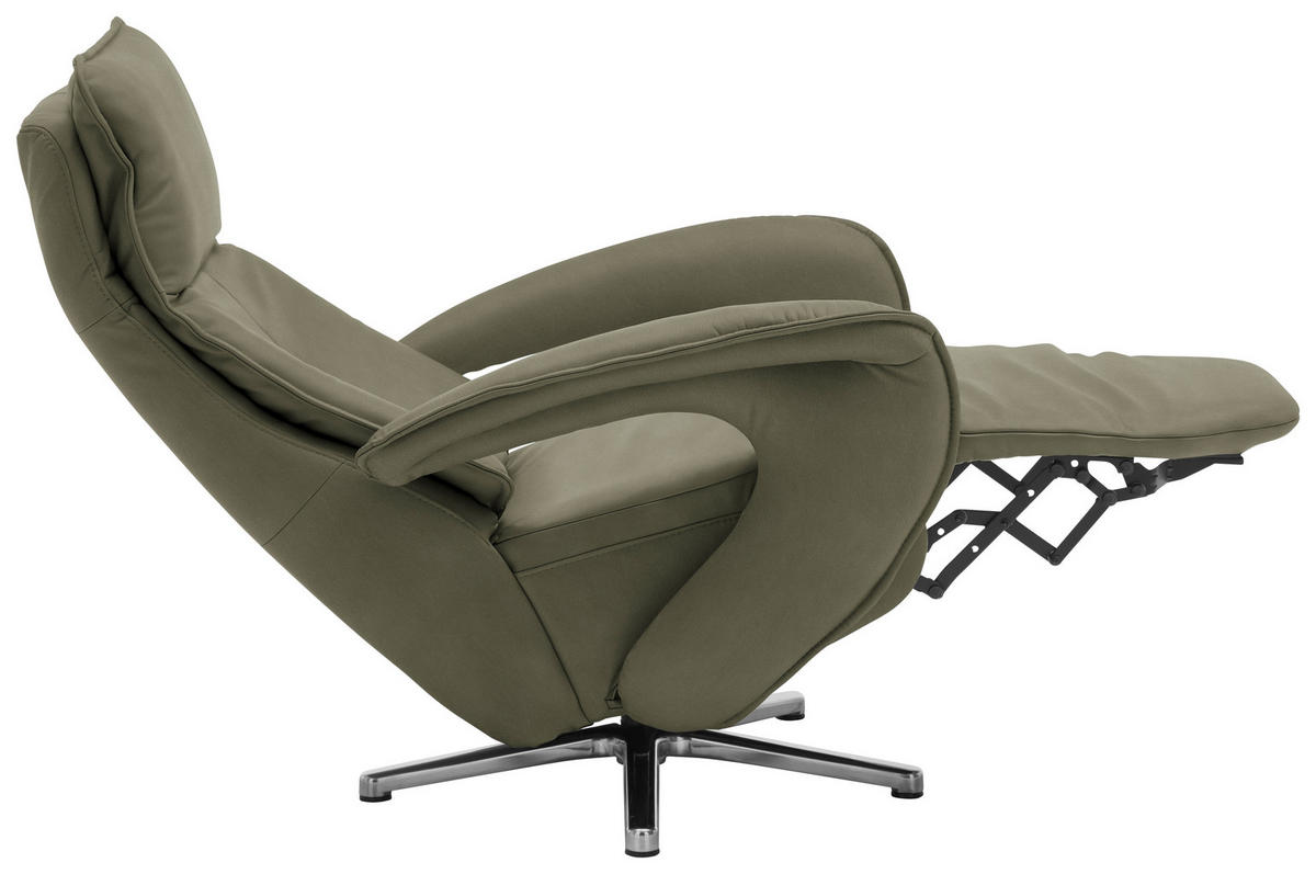 RELAXSESSEL in Leder Grün  - Chromfarben/Grün, Design, Leder/Metall (77/110/87cm) - Valdera
