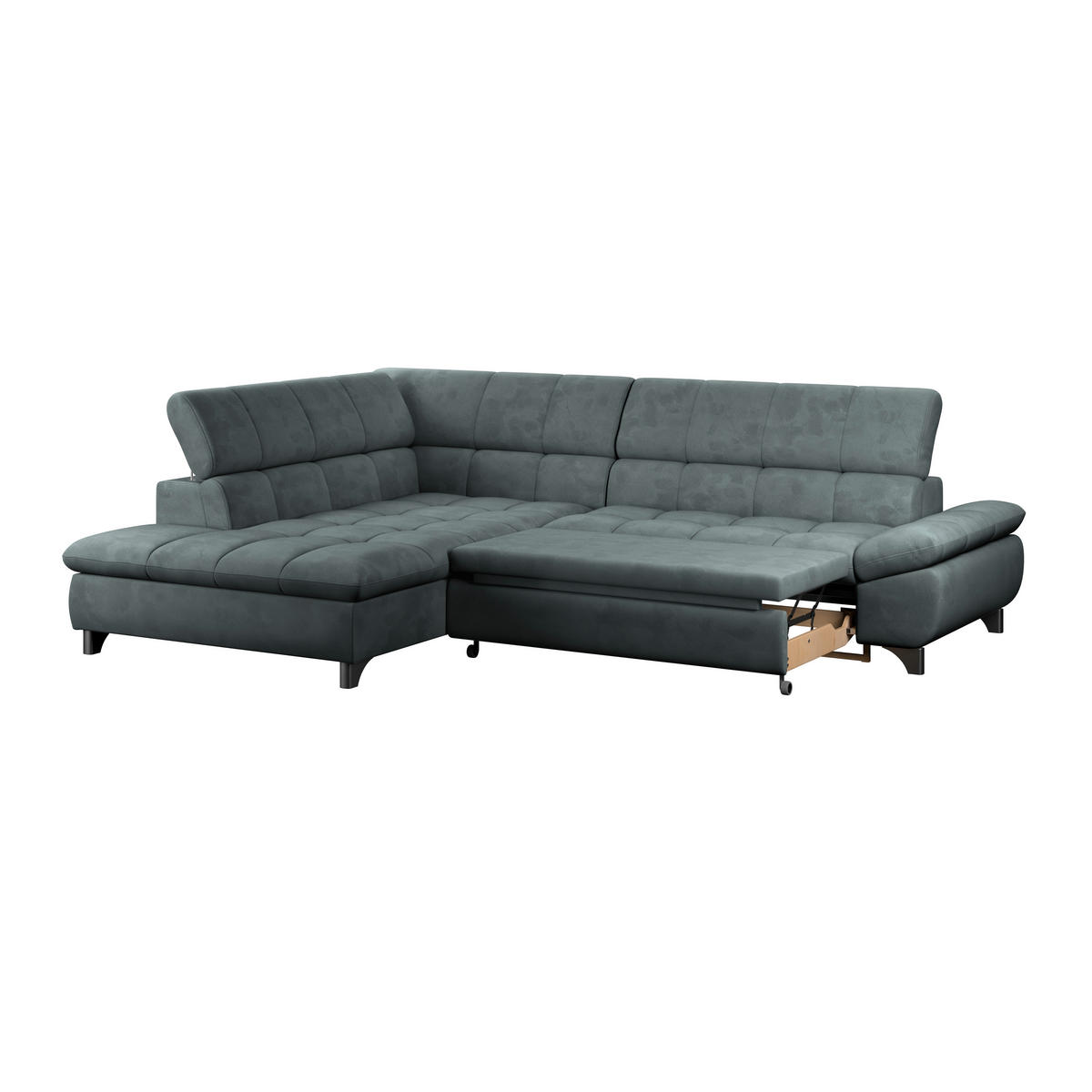 ECKSOFA Mintgrün Chenille  - Chromfarben/Mintgrün, KONVENTIONELL, Textil/Metall (234/312cm) - Livetastic