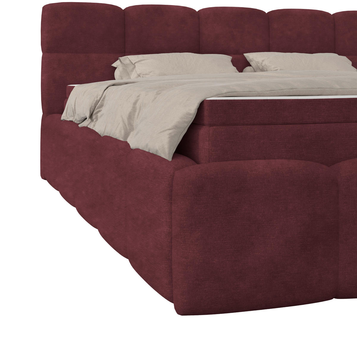 POLSTERBETT 160/200 cm,  in Bordeaux, Matratze, Bettkasten, H3 = fest  - Bordeaux/Schwarz, Trend, Kunststoff/Textil (160/200cm)