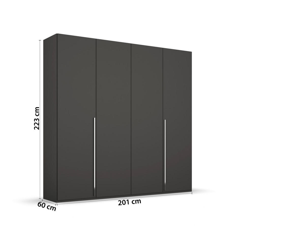 DREHTÜRENSCHRANK 201/223/60 cm 4-türig Graphitfarben  - Chromfarben/Graphitfarben, Design, Holzwerkstoff/Metall (201/223/60cm) - home24
