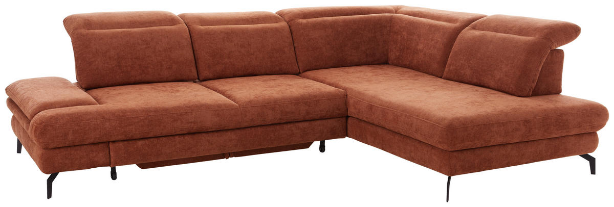 HÖRNSOFFA i velour rostfärgad  - svart/rostfärgad, Design, metall/textil (295/213cm) - Best Price
