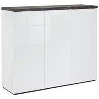 SKOSKÅP  i 120/102/35 cm  - vit/grå, Modern, metall/trämaterial (120/102/35cm) - Hom`in