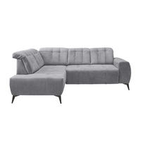 ECKSOFA in Mikrofaser Hellgrau  - Hellgrau/Schwarz, Modern, Textil/Metall (200/261cm) - Livetastic
