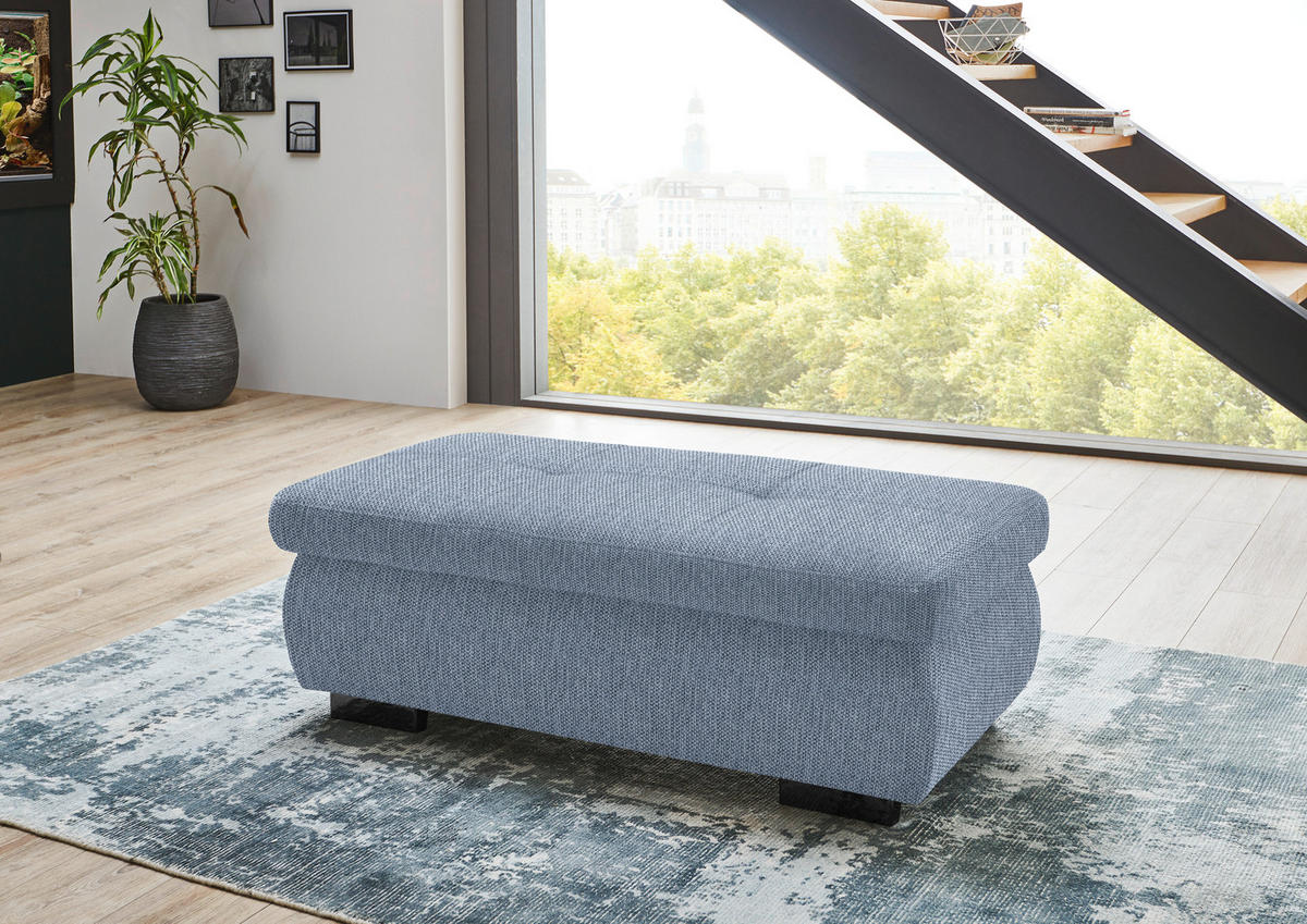 HOCKER in Textil Blau  - Blau/Schwarz, Design, Textil/Metall (138/44/67cm) - Beldomo Style