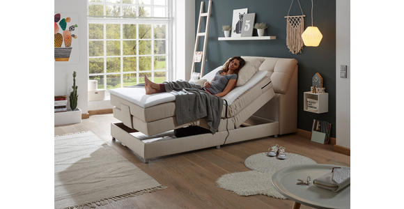 BOXSPRINGBETT 120/200 cm in Creme - Silberfarben/Creme, Design, Kunststoff/Textil (120/200cm) - Esposa
