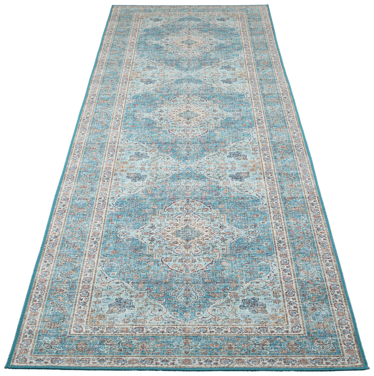 LÄUFER 80/250 cm Creme, Pastellblau, Cognac  - Pastellblau/Cognac, LIFESTYLE, Kunststoff/Textil (80/250cm) - Novel