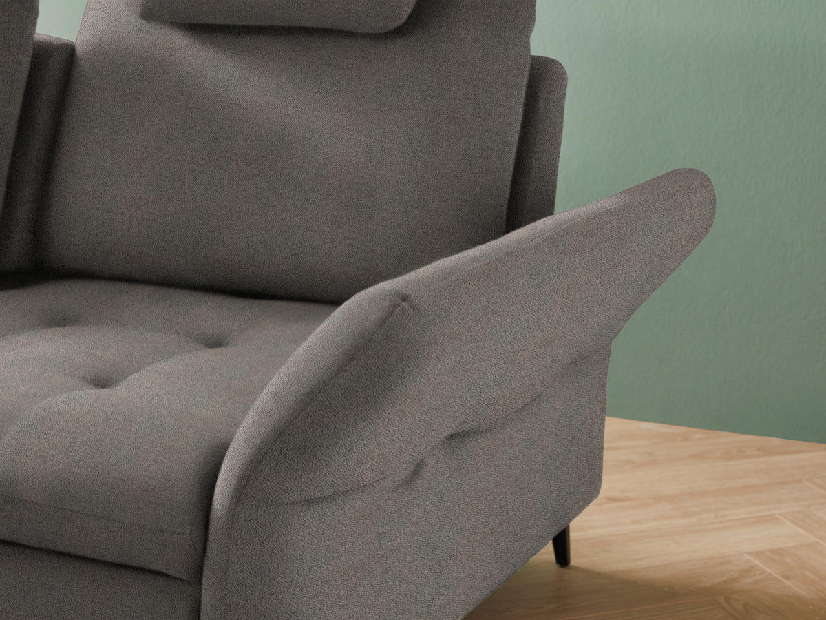 ECKSOFA Greige Flachgewebe  - Greige/Schwarz, Natur, Textil/Metall (233/288cm) - Valnatura