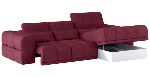 ECKSOFA Dunkelrot Chenille  - Schwarz/Dunkelrot, KONVENTIONELL, Kunststoff/Textil (290/203cm) - Carryhome