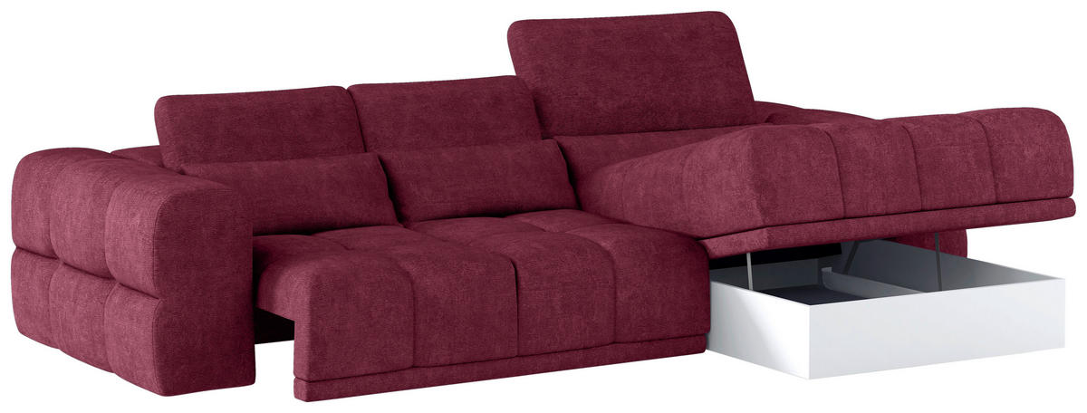 HÖRNSOFFA i chenille mörkröd  - mörkröd/svart, Klassisk, textil/plast (290/203cm) - MID.YOU