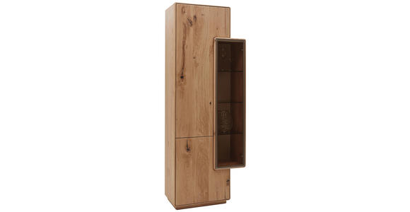 VITRINE in massiv Wildeiche Eichefarben - Eichefarben, Design, Glas/Holz (75/198,5/38,5cm) - Valnatura