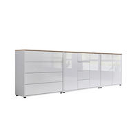 SIDEBOARD Mailand Set 11  in 263,5/73/33 cm  - Weiß Hochglanz/Schwarz, MODERN, Holzwerkstoff/Kunststoff (263,5/73/33cm) - MID.YOU