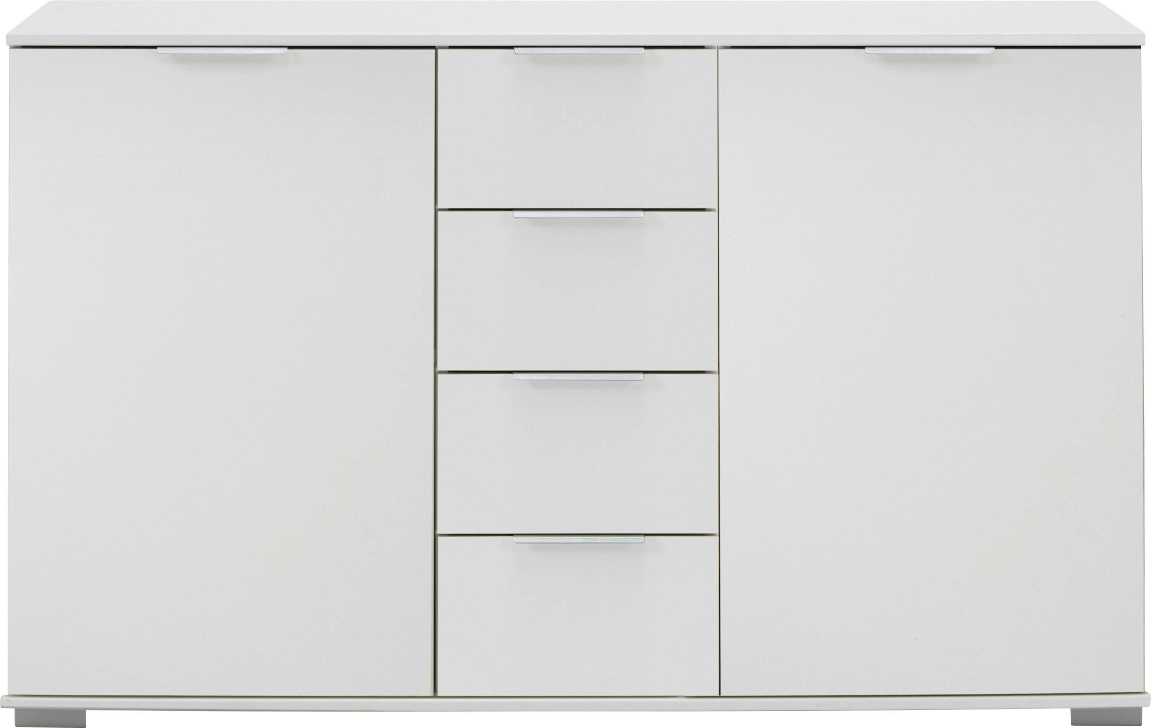 KOMMODE 130/83/41 cm in Weiss - Weiss/Alufarben, Design, Holzwerkstoff/Kunststoff (130/83/41cm) - Livetastic