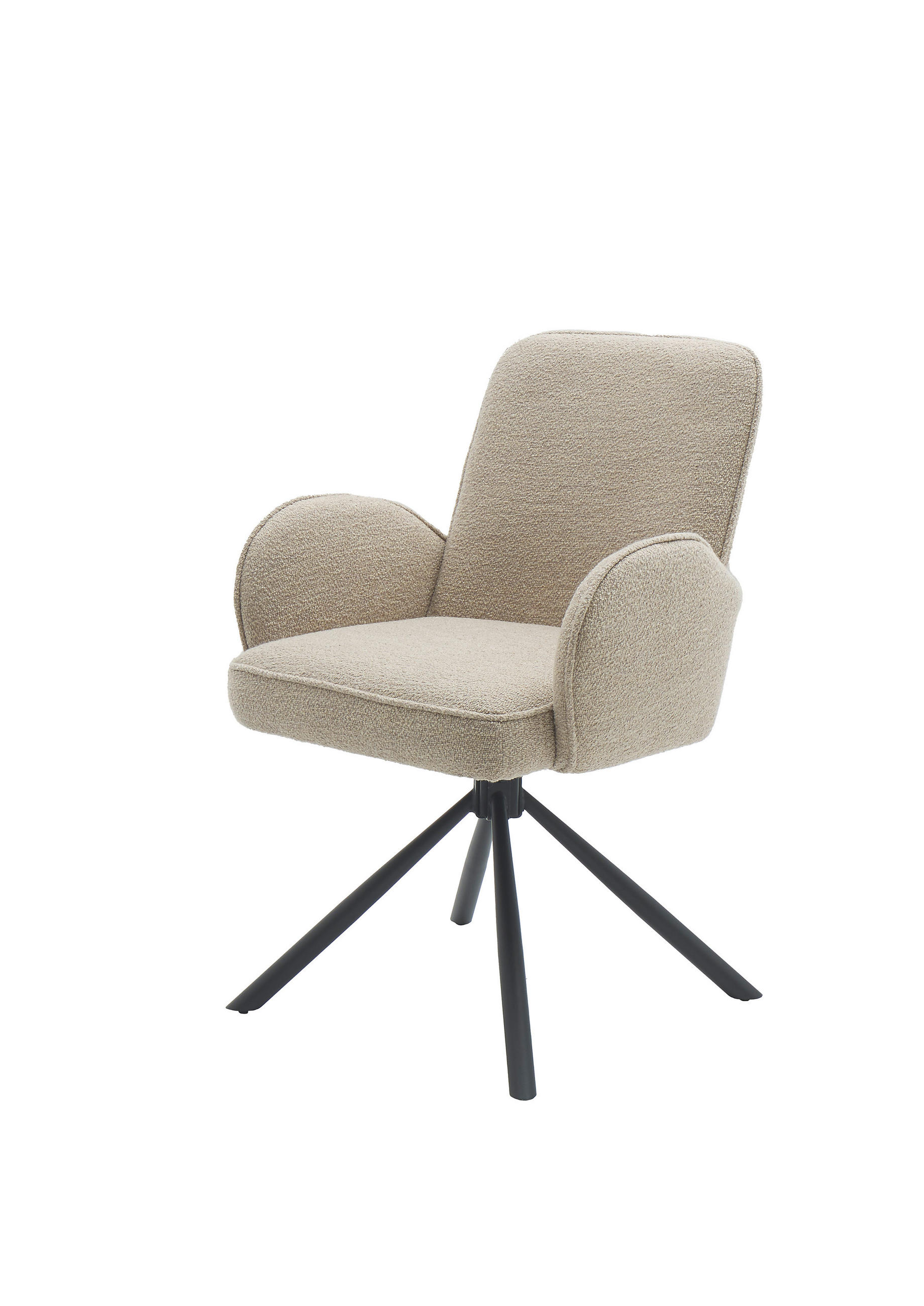 ARMLEHNSTUHL  in Struktur  - Beige/Schwarz, MODERN, Textil/Metall (60/85,5/65,5cm) - MID.YOU