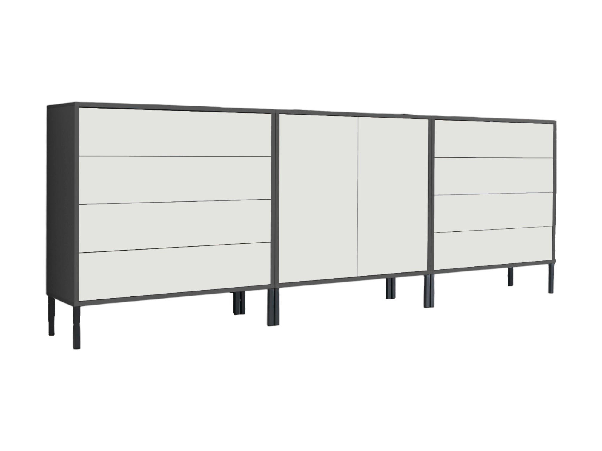 SIDEBOARD Mailand Set 4 + MF  in 237/86/33 cm  - Anthrazit/Weiß, MODERN, Holzwerkstoff/Metall (237/86/33cm) - MID.YOU