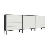 SIDEBOARD Mailand Set 4 + MF  in 237/86/33 cm  - Anthrazit/Weiß, MODERN, Holzwerkstoff/Metall (237/86/33cm) - MID.YOU