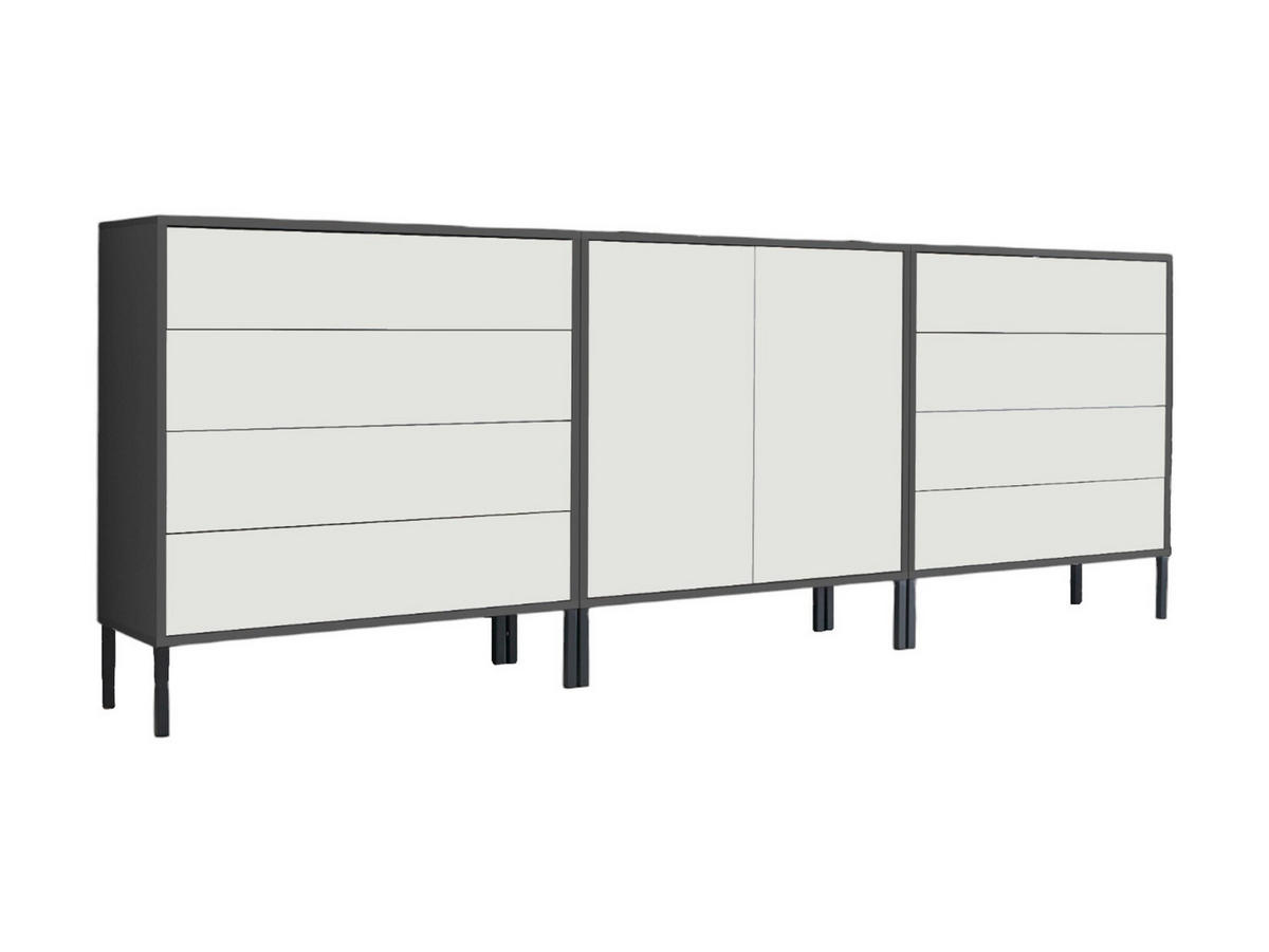 SIDEBOARD Mailand Set 4 + MF  in 237/86/33 cm  - Anthrazit/Weiß, MODERN, Holzwerkstoff/Metall (237/86/33cm) - MID.YOU