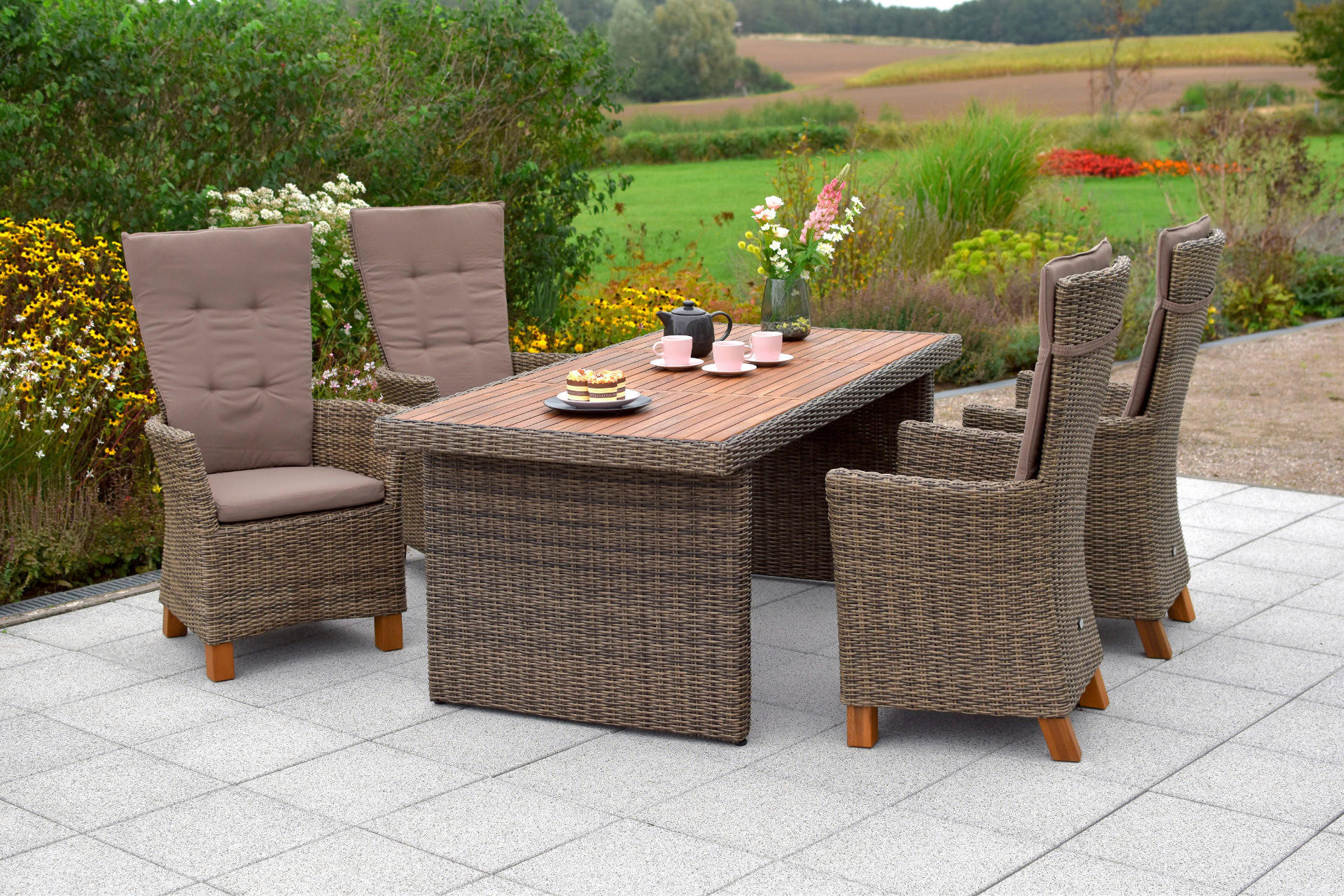GARTENSESSEL Akazie Aluminium Naturfarben, Cappuccino - Naturfarben/Akaziefarben, KONVENTIONELL, Holz/Kunststoff (66/111/61cm) - Gardenson