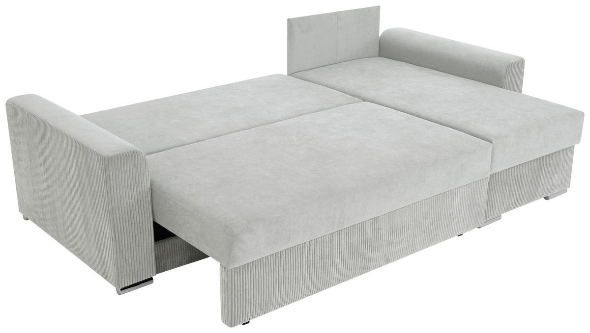 ECKSOFA in Cord, Mikrofaser Hellgrau  - Chromfarben/Hellgrau, Design, Kunststoff/Textil (239/141cm) - Livetastic