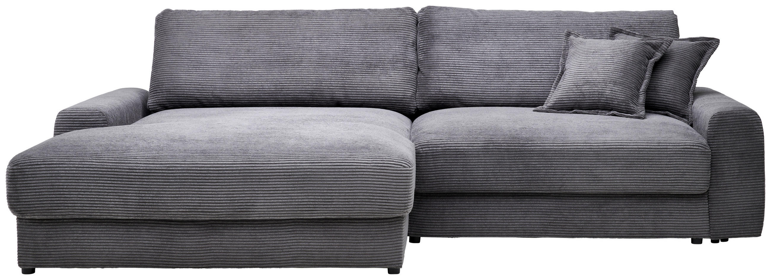 ECKSOFA Dunkelgrau Cord - Dunkelgrau/Schwarz, MODERN, Kunststoff/Textil (180/300cm) - Carryhome
