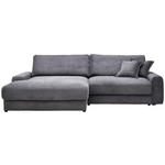 ECKSOFA Dunkelgrau Velours  - Dunkelgrau/Schwarz, MODERN, Kunststoff/Textil (180/300cm) - Carryhome