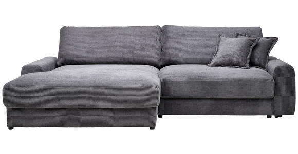 ECKSOFA Dunkelgrau Cord - Dunkelgrau/Schwarz, MODERN, Kunststoff/Textil (180/300cm) - Carryhome