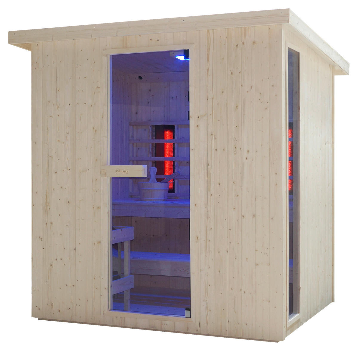INFRAROTKABINE für 4-6 Personen Lahti  - Fichtefarben, KONVENTIONELL, Holz (198/181,5/202,2cm) - Sanotechnik