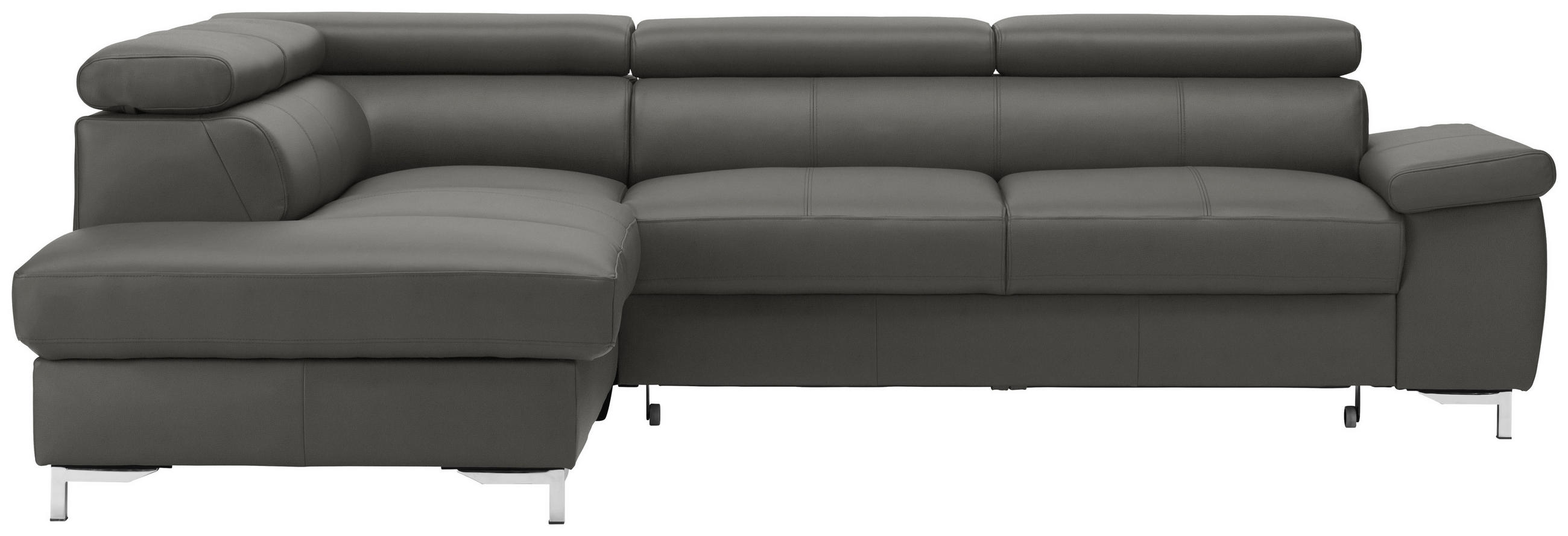 ECKSOFA in Echtleder Anthrazit  - Chromfarben/Anthrazit, Design, Leder/Metall (213/268cm) - Stylife